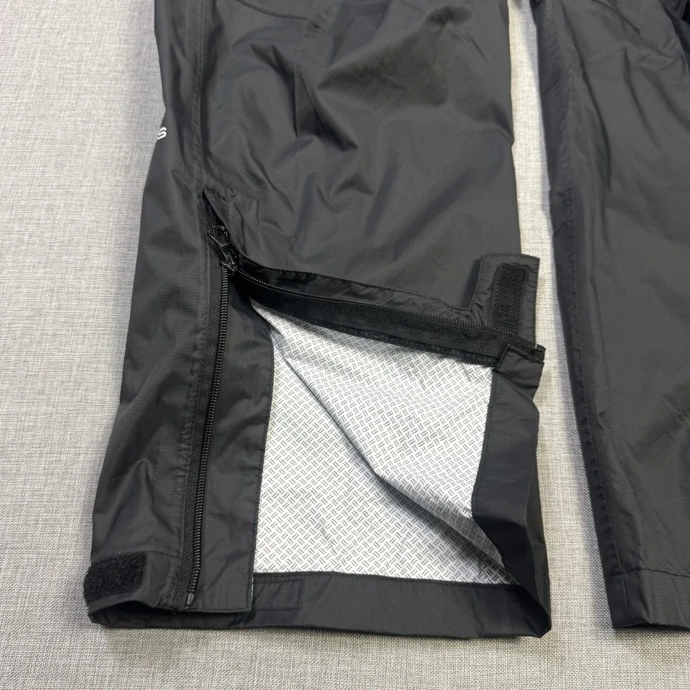 Grundens Rain Pants Mens Small Black Lined Waterproof Pockets Nylon Relaxed Fit